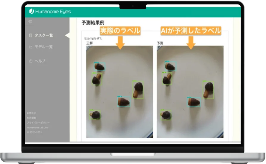 予測結果の確認画面
